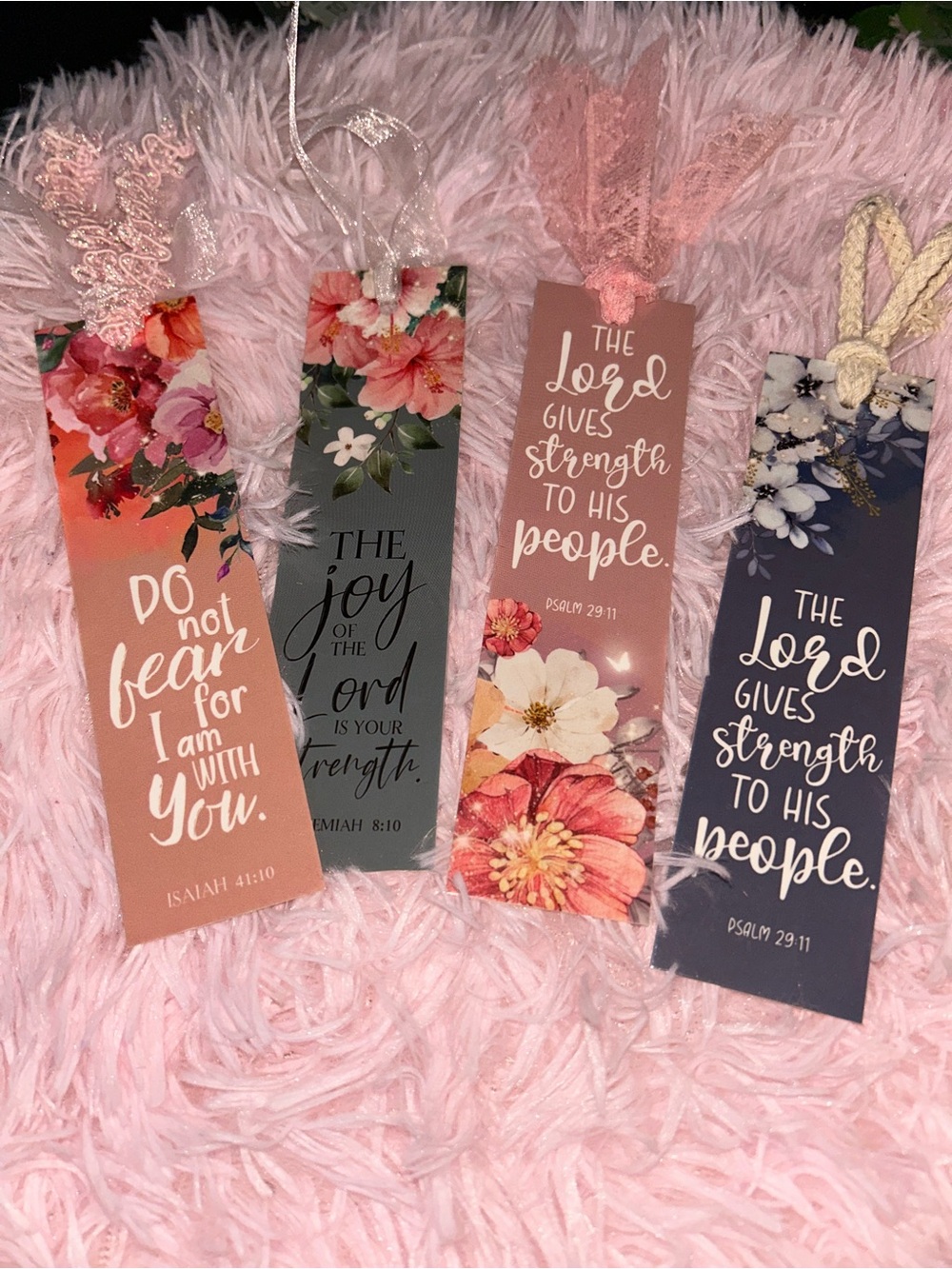 Floral Scripture Ribbon Bookmarks - Set of 4 - Picture 2 of 2
